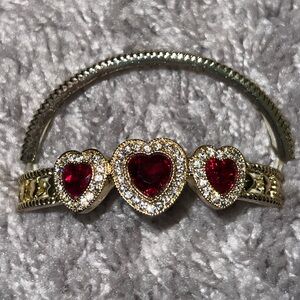 Monet Gold Heart Bracelet with Red Accents